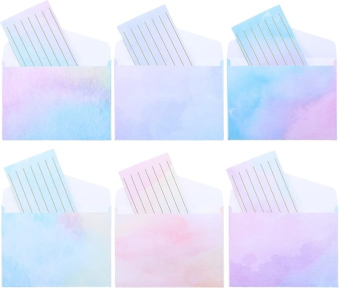 Geyee 200 Pieces Watercolor Stationary Paper and Envelopes Include 100 Lined Sheets and Envelopes, 5. 5 x 8. 25 Inch Double Sided Printing Letter Writing Paper with Mailers(Watercolor)