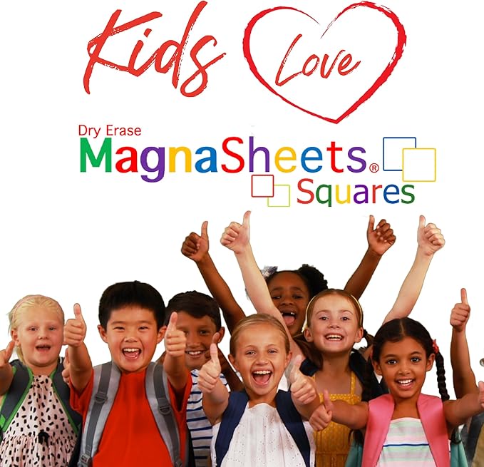 MAGNASHEET SQUARES Jumbo 4 Panel Magnetic Dry Erase Notebook Paper for Teachers Classrooms Whiteboards | 22x28 Inch | 100% Complete Erase! No Staining! | Must Haves Supplies