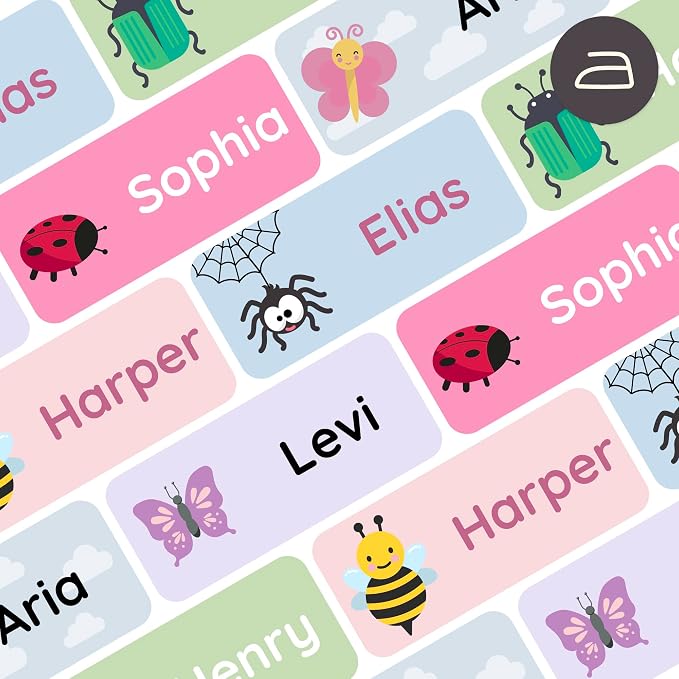 Iron-On Name Labels & Clothing Labels for Nursing Home (120) – Iron On Name Tags & Name Labels for Clothing & Clothes, School & Daycare – Waterproof - Insects