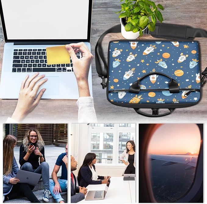 Cartoon Rocket Laptop Sleeve Case for 13-15 inch Computer Bag Protective Laptop Handle Bag for Women Men