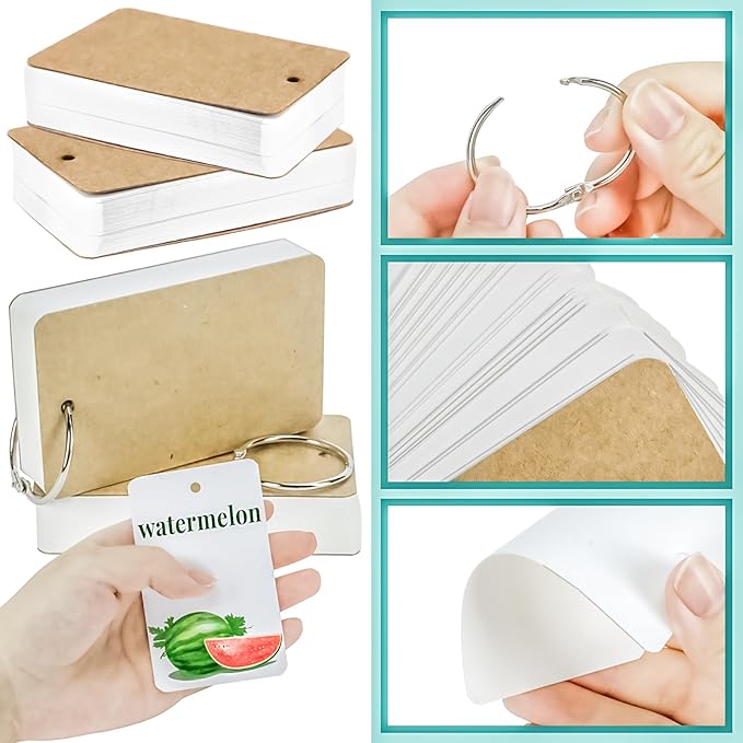 300 Pcs Flash Cards 2x3 Inch Index Cards with Ring Lined Note Card Bood Flashcards, Mini Blank Flash Cards 2x3 White Card Pad Index Note Bood 2 x 3 Notecards for Studying School Supply College