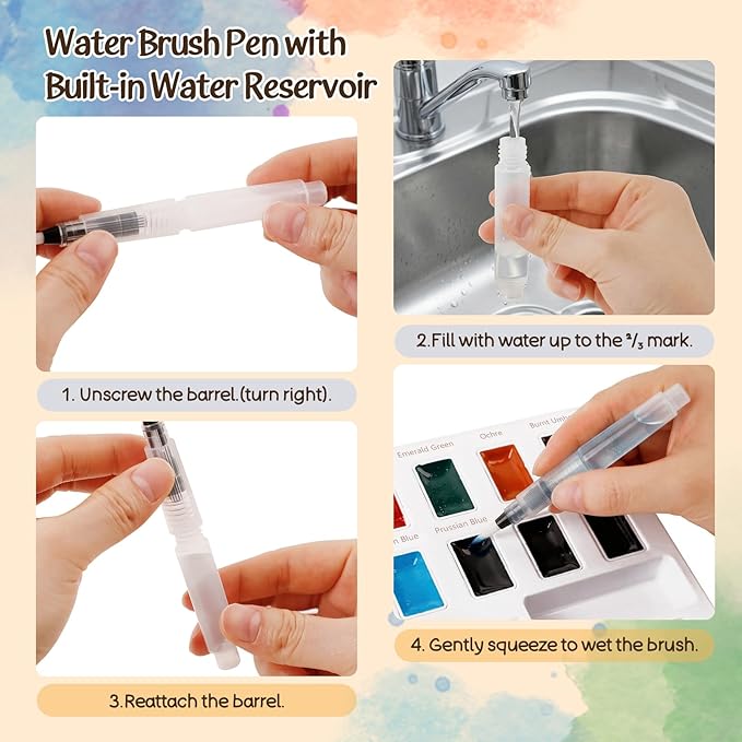 Aizweb Watercolor Workbook-Water Colors Paint Adult Set with 12 Original Animal Patterns,12 Paint Colors&Refillable Water Brush,Coloring Books for Beginners Arts&Crafts Birthday Gifts