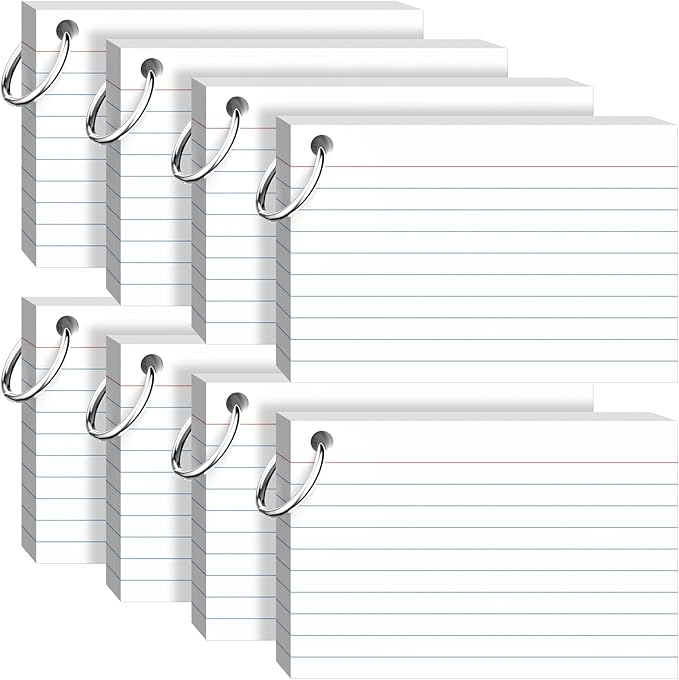 Index Cards 4x6 with Ring, 320 Sheets, Ruled White Flash Cards for Effective Studying and Note-Taking, Note Cards, Essential School Supplies for College & Office, Home Organization & Study Supplies