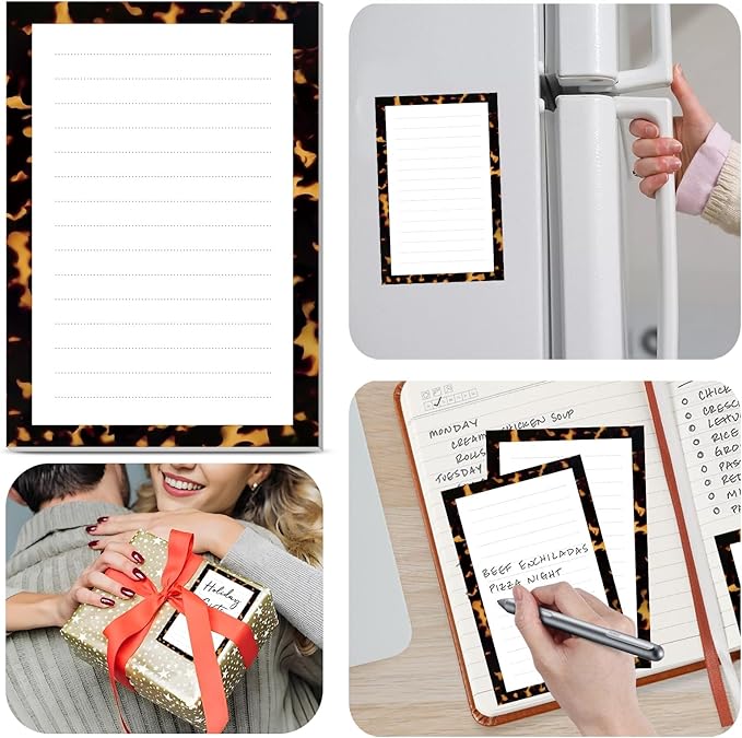2 Pack Lined Sticky Notes 4x6 in, Cute Self-Stick Notepads with Lines, Large Memo Pads Strong Adhesive for Office, Home Black Luxury Pattern