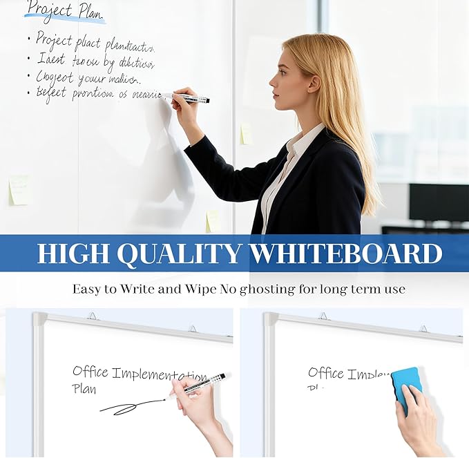 60" x 36" Double-Sided Large White Board, Foldable Magnetic Whiteboard Dry Erase Portable Wall Hanging Whiteboards for Home, School, Office