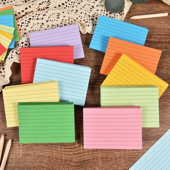 OBTANIM 500 Count 3 x 4 Inch Index Cards Assorted Colors Ruled Index Flash Cards for Studying Taking Note Office Home and School Daily Recording