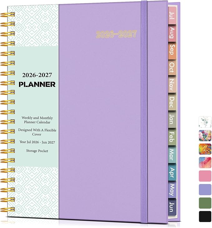 Academic Planner 2026-2027, Weekly and Monthly Calendar Planner from July 2026 - June 2027, 8.5" x 11" A4 Large Daily Agenda Book with Tabs, Flexible Cover, College School Organizer for Student Teacher, Purple