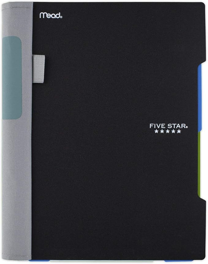 Five Star Advance Spiral Notebook, 2 Subject, College Ruled Paper, 100 Sheets, 9-1/2" x 6", Black (73156)