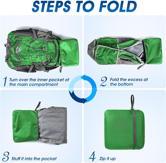 IGOLUMON Hiking Backpack 40L Packable Lightweight Camping Daypack Men Women | Multi-compartment storage Water-resistant Foldable Nylon Material Hiking Day pack for Camping Cycling Outdoor