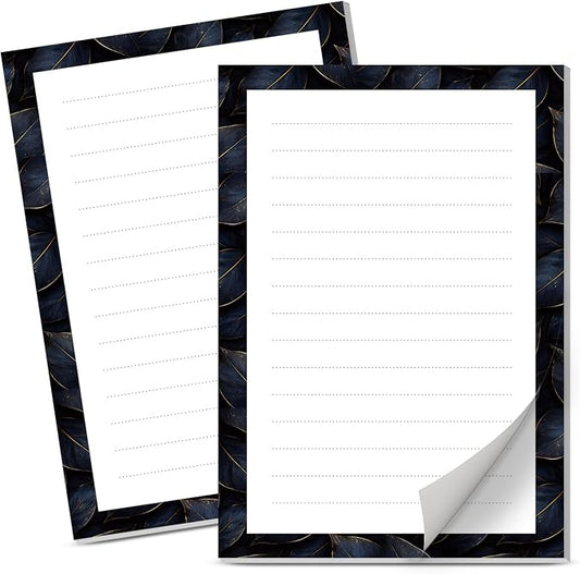 Lined Sticky Notes 4x6 in, 2 Pack Large Cute Notepads with Lines Self-Stick Note Pad, Funny Memo Pads Strong Adhesive for Office, Home Black Luxury Flowers