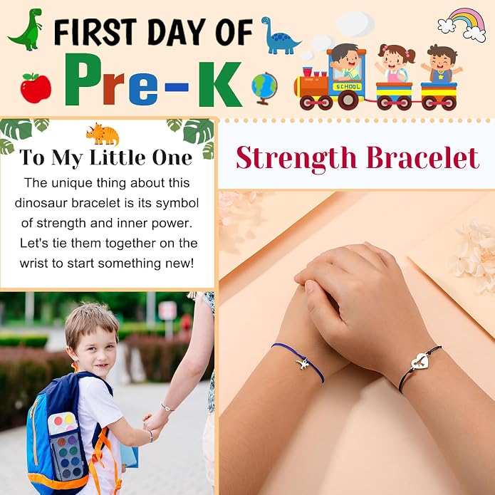 UNGENT THEM Back to School Bracelet Mother Son Dinosaur First Day of School Gifts for Boys Girls