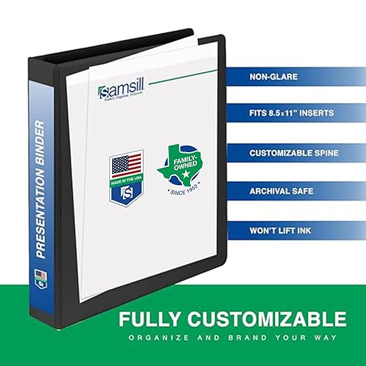 Samsill Economy 1 Inch 3 Ring Binder Bulk Pallet, Made in The USA, Round Ring Binder, Customizable Clear View Cover, Black, Pallet of 864 Binders in 36 Cartons