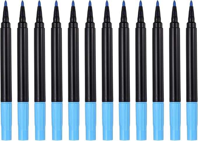 PATIKIL Liquid Chalk Markers, 12 Pcs Chalk Board Dry Wet Erase Pens Fine Tip Washable Window Marker Pens for Blackboard Home Kitchen Fridge Calendar Whiteboard Clear Glass, Sky Blue