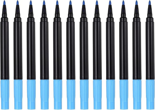 PATIKIL Liquid Chalk Markers, 12 Pcs Chalk Board Dry Wet Erase Pens Fine Tip Washable Window Marker Pens for Blackboard Home Kitchen Fridge Calendar Whiteboard Clear Glass, Sky Blue