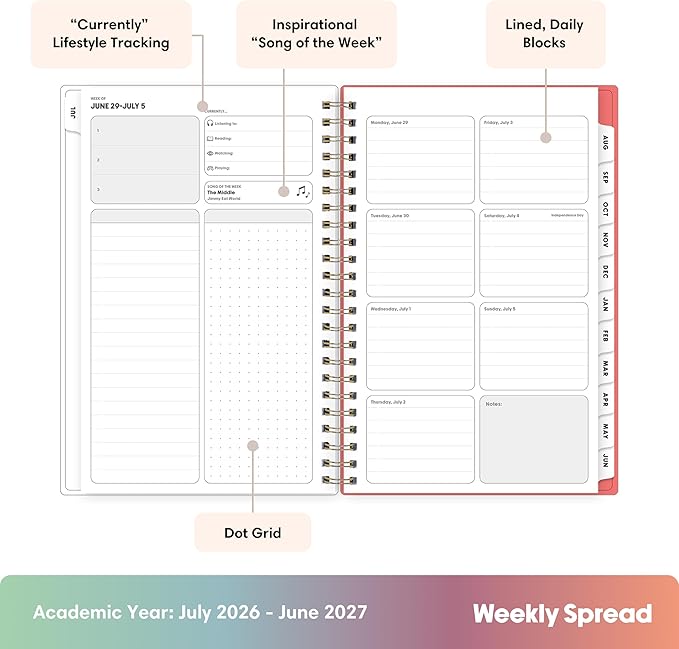 Blue Sky Gen Z 2026-2027 Weekly and Monthly Academic Year Planner Calendar, July 2026 - June 2027, 5" x 8", Flexible Interchangeable Cover, Wirebound, Laminated Tabs, Storage Pocket, Gladys