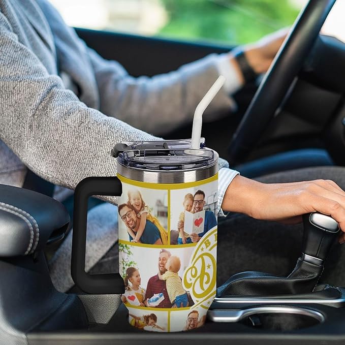 Personalized Tumbler Custom Vacuum Insulated Travel Mug Customizable Coffee Cup with Your Photos and Text Christmas Birthday Gift (Dad 01)