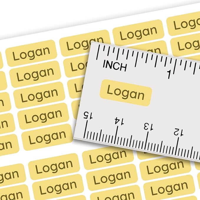Personalized Mini Name Labels for Kids (210 Count) – Custom Waterproof Name Stickers for School, Daycare, Water Bottles, Lunch Boxes, Pencils, Supplies - Buttercup Yellow