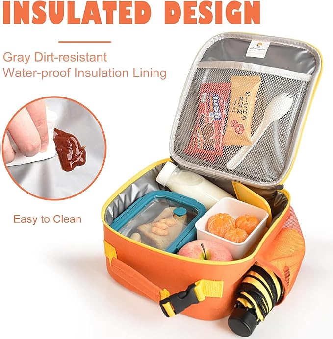 CaCTOUR Lunch Box Kids,Premium Insulated Lunch Bag for Girls Boys,Soft Bag Mini Cooler Back to School Thermal Reusable Lunch Bag for Work School Picnic (Orange)