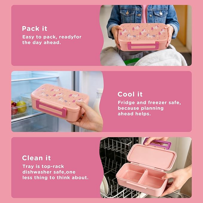 Bento Lunch Box for Kids With 8oz Food Thermo,BPA-Free for School | Lunch Container with 2 Compartments, Insulated Food Jar, Dishwasher Safe, Easy to Clean, Lunch Box for Girls Boys