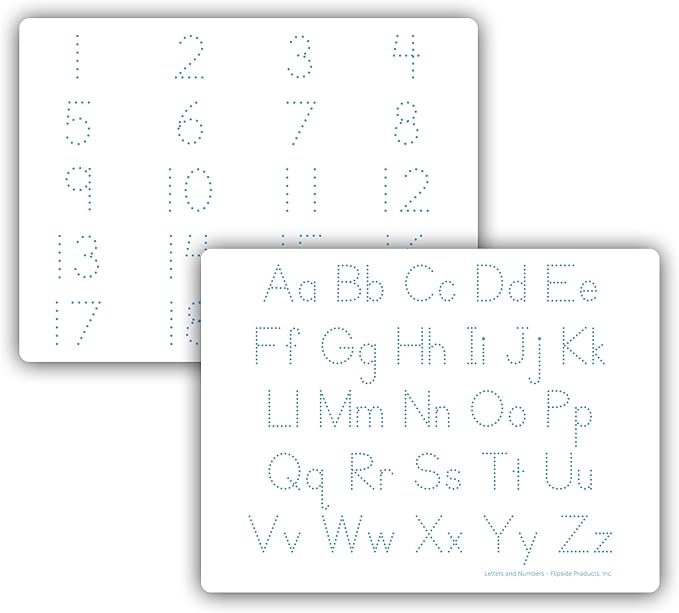Flipside Products 9" x 12" Two-Sided Letters and Numbers Dry Erase Learning Mat, Flexible, Education Learning, Tracing, Economical, 24 Pack