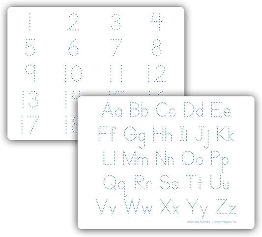 Flipside Products 9" x 12" Two-Sided Letters and Numbers Dry Erase Learning Mat, Flexible, Education Learning, Tracing, Economical, 12 Pack