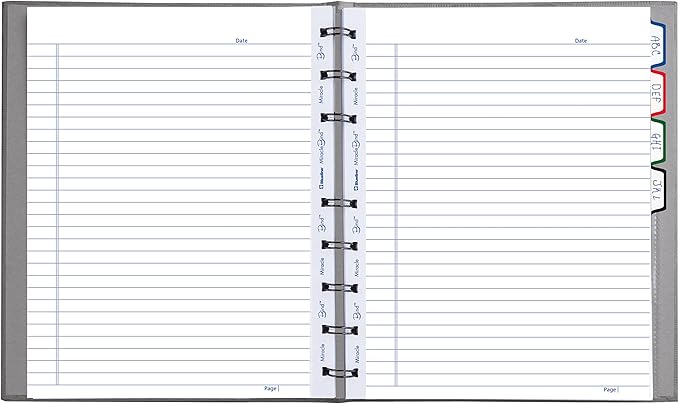 Blueline MiracleBind™ Notebook, Refillable, Lizard-Like Hard Cover, 9.25" x 7.25", 150 Ruled Pages, Cool Grey (AF9150.97)