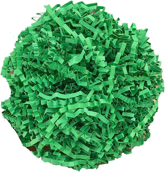 Crinkle Cut Paper Shred Filler, Raffia Paper Shredded Paper Stuffing for Gifts Wrapping Baskets Box Filling Easter Party Supply (Green)