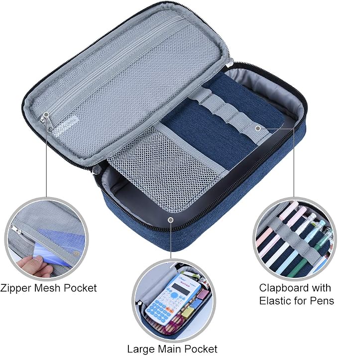 Chelory Big Capacity Pencil Case Large Pencil Bag Pouch Pen Case Pencil Marker Holder Stationery Storage Makeup Bag for Office Supplies Adults