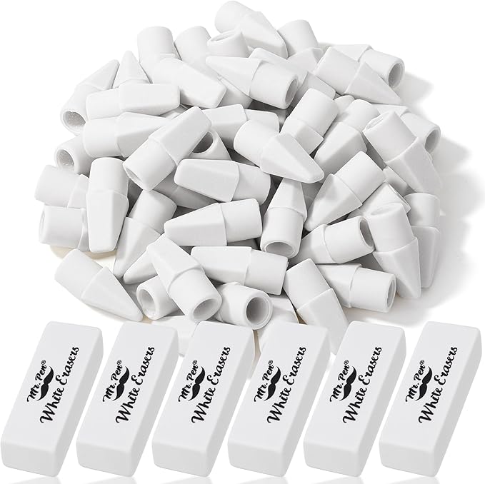 Mr. Pen- School Eraser Combination Set, 66 Pack, White, Latex Free Erasers for School, Office, Art Sketching, Homework, Exams, Clean Smudge-Free Correction