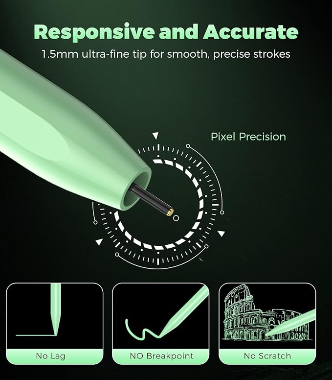 CMARS Stylus Pen for Touchscreen, Universal Tablet Pen for iPad/iPhone/Samsung/Huawei/Xiaomi/Android and More Devices, Stylists Pens Rechargeable, Digital Pencil with Magnetic Function - Green