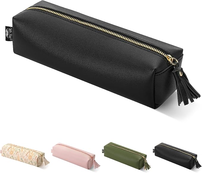 Mr. Pen- PU Leather Pencil Case, Black, Pencil Case Small Pencil Pouch | Aesthetic Pencil Cases