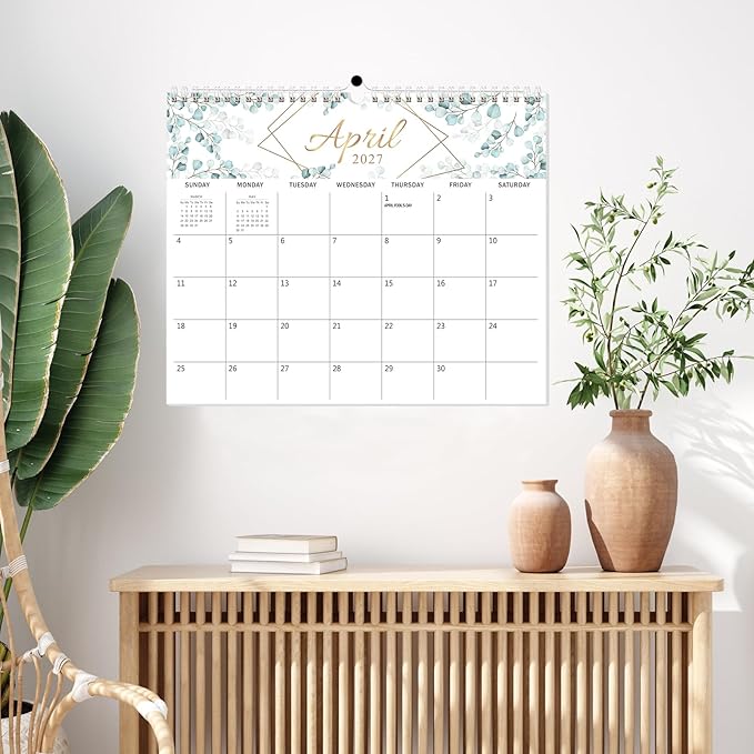 GuassLee Wall Calendar 2026, 19-Months Hanging Desk/Wall Calendar Runs From Jun. 2026 to Dec. 2027, 14" x 11.5" Monthly Planner Wall with Thick Paper, Plant Design for Office School Home Organizing