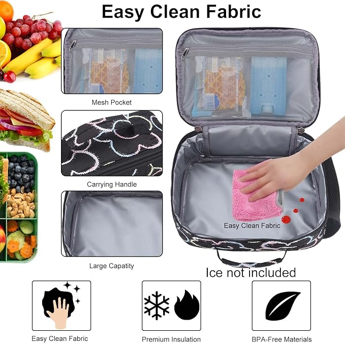 RHCPFOVR Kids Lunch Bag - Insulated Lunch Box for Boys Girls,Washable Lunch Bag and Reusable Toddler Leak-proof Lunchbox for School and Daycare