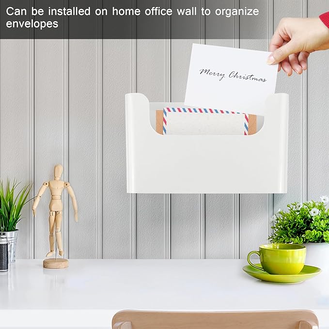 Wall File Holder - White Plastic Wall Mount File Organizer for Office, Home, Classroom