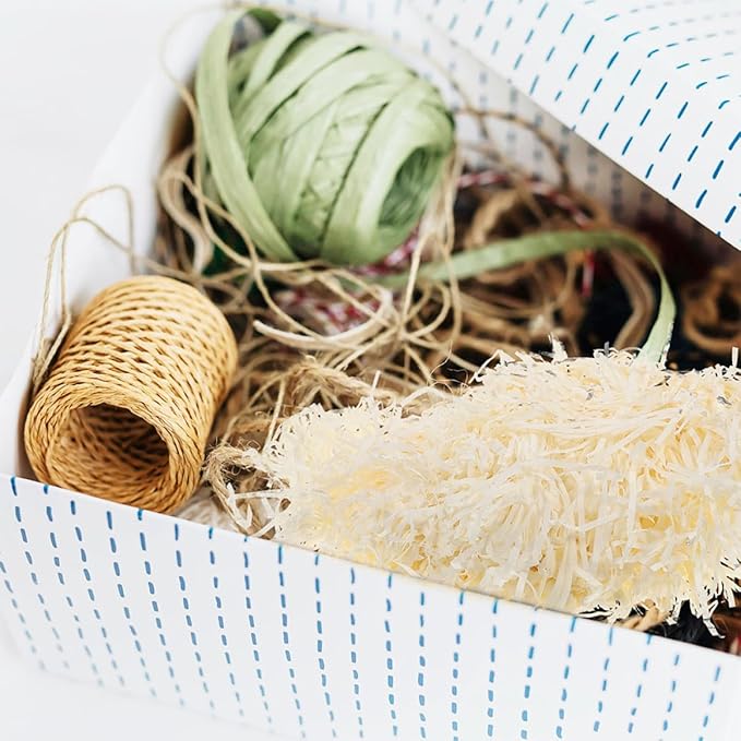 balacoo Paper Shred Filler and Crinkle Packing Paper, 2pcs 200g Natural Raffia Grass Shredded for Boxes, Party Favor Filling and Packaging Box Stuffing for Holiday and Wedding Wrapping