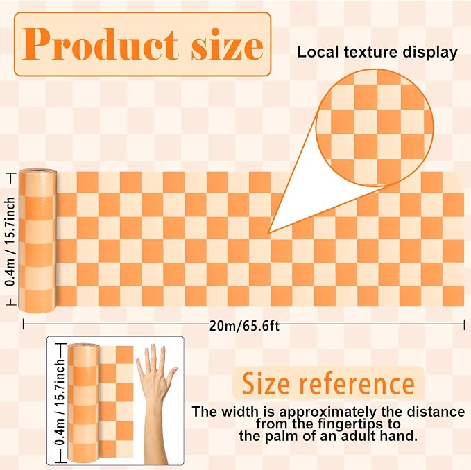 Orange Checkered Bulletin Board Roll Non-Woven Fabric Poster 15.7" x65.6ft