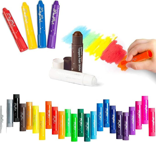MayMoi Tempera Paint Sticks - 24 Bright Colors, Quick Drying, Easy to Color and Washable Crayons for Teens and Students