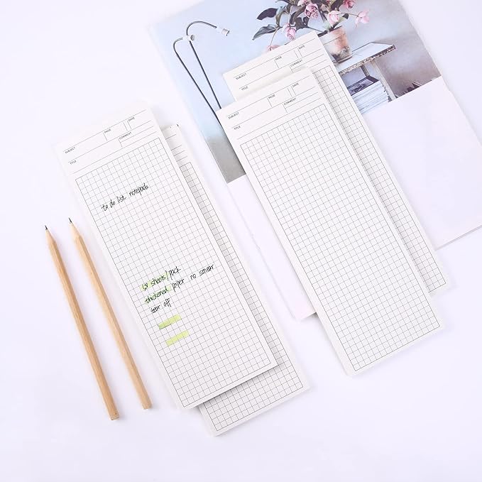 GINCEVHY 4 Pack Graph Paper Notebook, 9.8 × 3.5 inches Long Strip Notepad, Personalized Memo Pads for Planning, Tasks, Appointments, Reminders, Home, Office, 50 Sheets Per Note Pads (Grid)