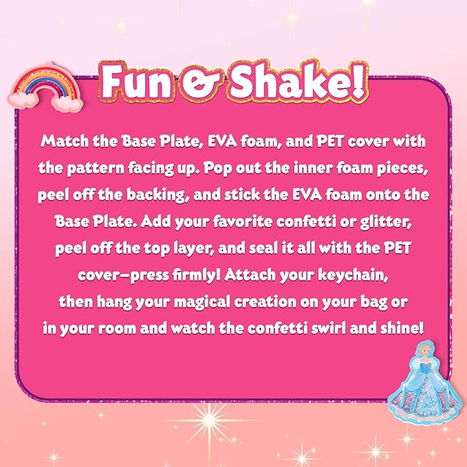 Shake-its Glitter Craft Kits, DIY Art Kit for Kids - Fun Shake Art Supplies, Creative Arts and Crafts Activity Gifts for Girls & Boys Ages 4 5 6 7 8 9 (Unicorns & Princesses)