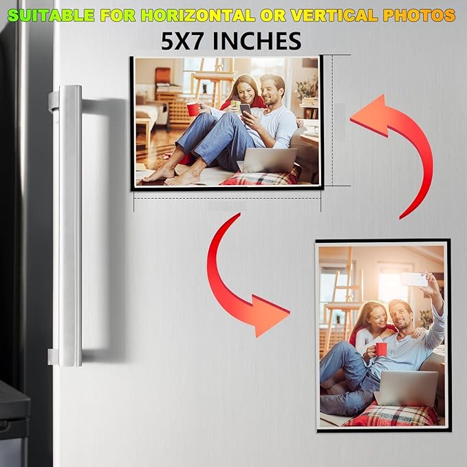 CHUNNIAO 30 Pieces Magnetic Picture Frame for 5X7 Photos,Black Magnets Cards Holder for Fridge/Whiteboard/Lockers