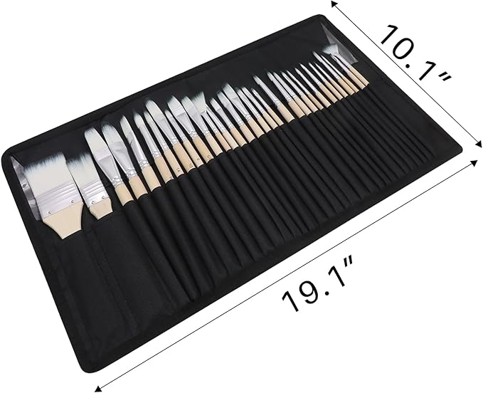 32 Pcs Acrylic Paint Brushes Set, Artist Painting Supplies Kit with Case - Professional Painting Tools for Oil Watercolor Gouache Canvas Rock - Art Essentials for Adults Teens Kids