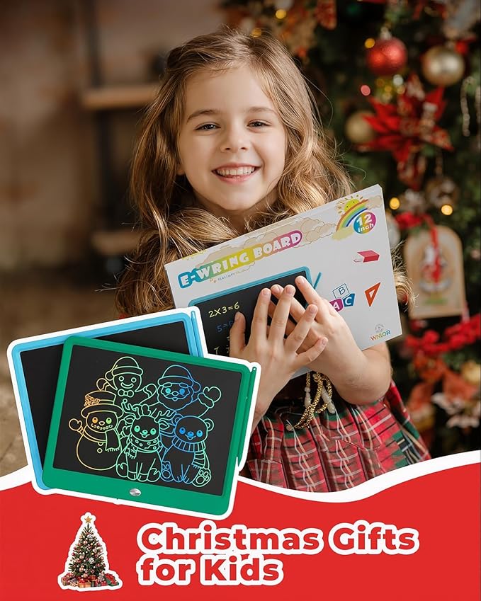 KOKODI 15 Inch LCD Writing Tablet with Anti-Lost Stylus, Erasable Doodle Board Colorful Toddler Drawing Pad, Car Travel School Games Toys for 3 4 5 6 7 8 Kids, Birthday Gift for Girls Boys Green
