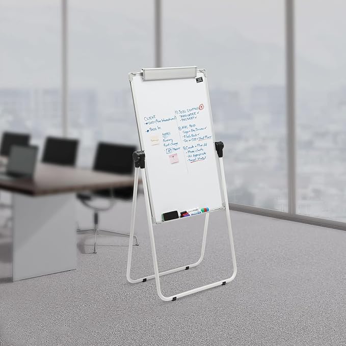 Standing Whiteboard, 36'' x 24'' Double Sided Portable Magnetic White Board with Stand, Height Adjustable White Board Easel for Classroom, Home & Office