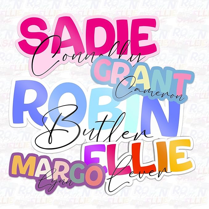 Custom Name Sticker Personalized Colors First Name Last Name Decal Beautiful Waterproof Vinyl Decal for Water Bottles Tumblers Laptops Hard Hat Cars Kindle for Women Men Teachers