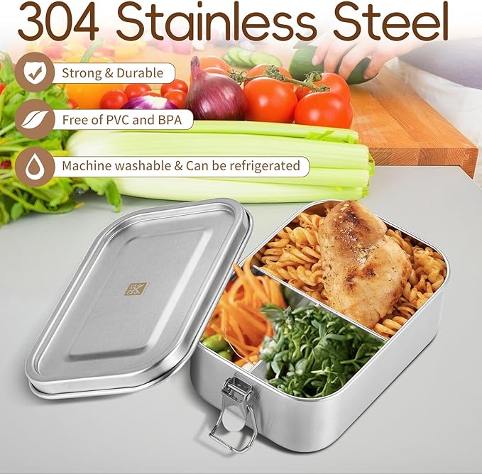 GOLDEN KEY 27oz Stainless Steel Bento Box for Kids with Leak-Proof Condiment Container and 3 Compartments, Lunch Box for Carrying Meals, Snacks, and Fruits, Freezable and Dishwasher Safe (Purple)