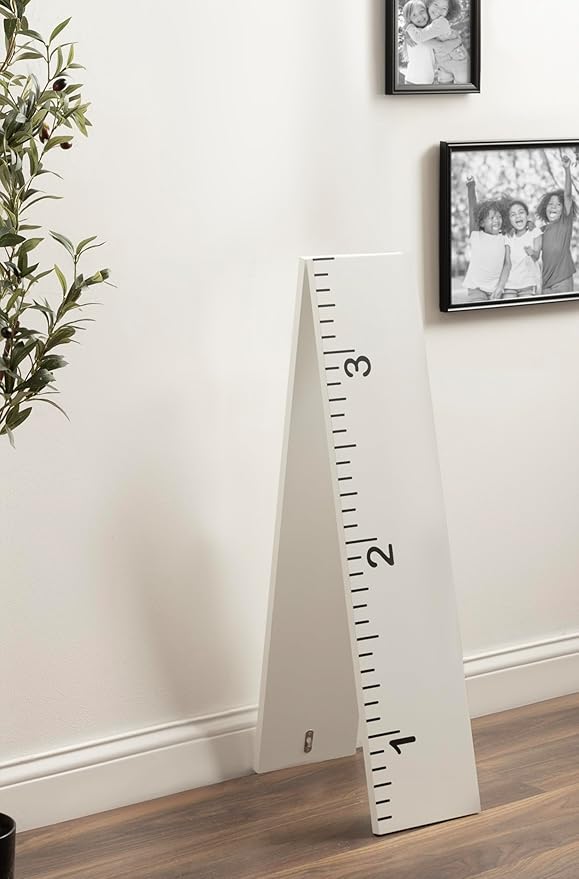 Kate and Laurel Modern 6.5-Foot Growth Chart Wooden Wall Ruler; 8 x 72; White; Decorative Wall-Mounted Height Chart for Kids for Use as Nursery or Children's Bedroom Decor