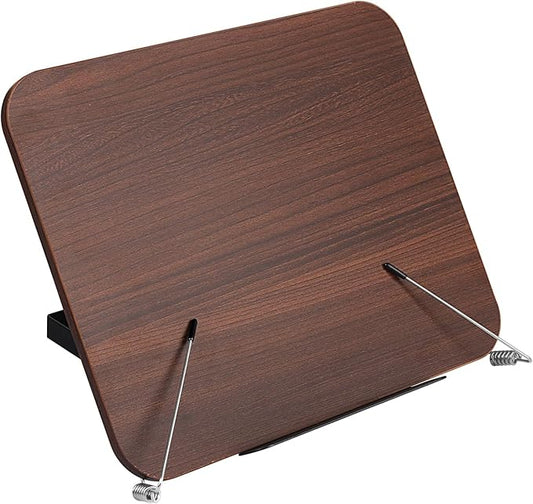 Honagu Desk Book Stand, Reading Rest Holder, Angle Adjustable for Textbooks, Documents, Cookbooks, Music Books, Tablets, Recipes (Brown Wood)