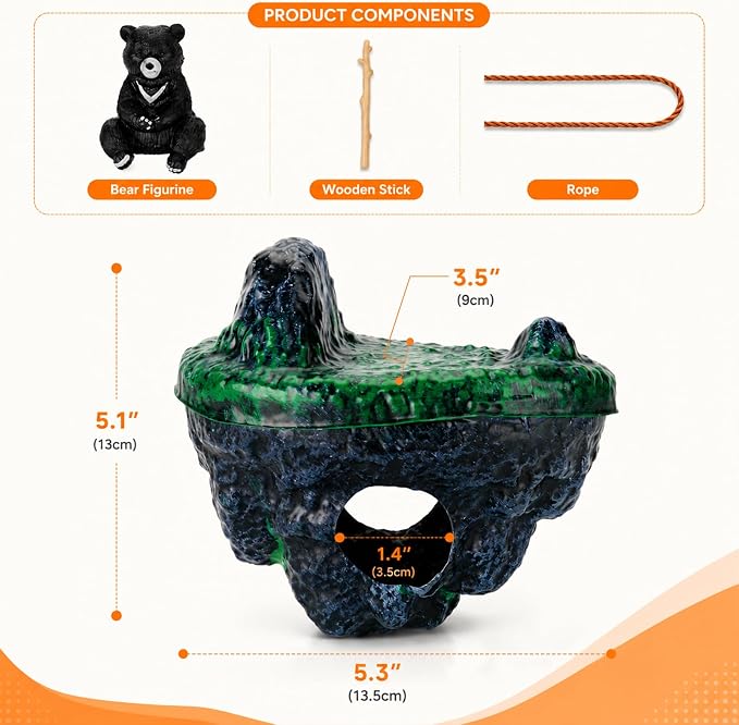 Floating Bear Aquarium Decoration for Betta, Goldfish and Small Turtles | Water-Resistant PVC, Lightweight Buoyant Design, Cartoon Style, Easy-Clean, for Desktop Tanks and Bowls