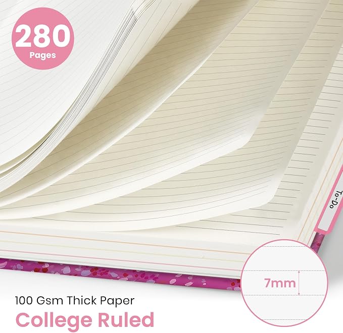 Taja Pretty Large Spiral Lined Notebook for Work with 5 Removable Dividers