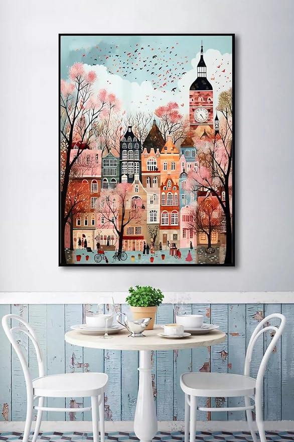 5DDIYART Paint by Numbers for Adults Beginner, London Paint by Number Kits on Canvas Without Framed,Paint by Easy Acrylic Painting Home Wall Decor 16x20inch
